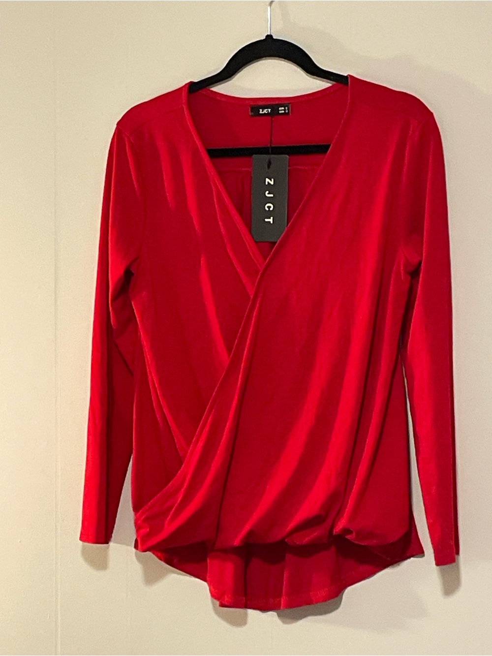 Red Draped Wrap-Front Women's Top